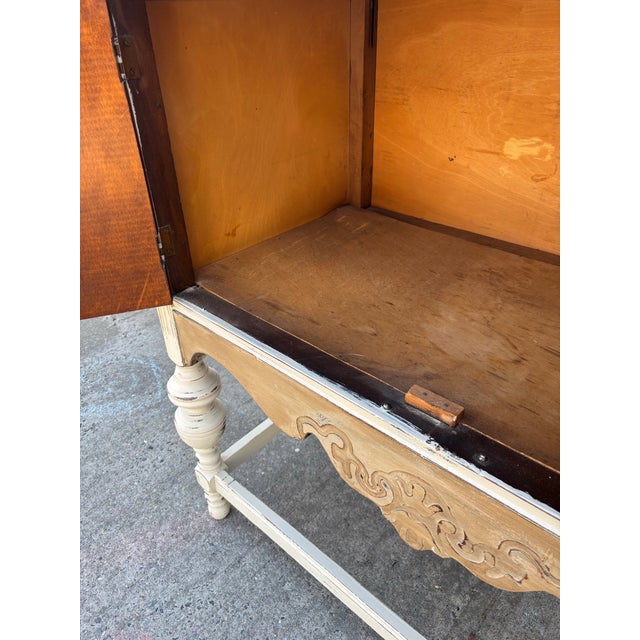 Farmhouse Distressed Neutral Cabinet | Vintage Rustic Sideboard | Shabby Chic Painted Console | Entryway Storage Cabinet | Wood Bar Cabinet For Sale - Image 11 of 11