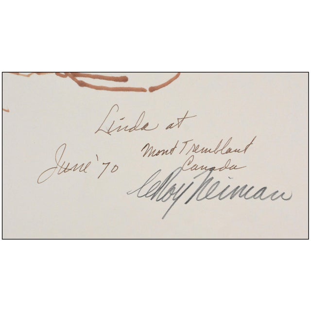 Leroy Neiman 1970 Look Here Linda Modern Red Ink Drawing LeRoy Neiman For Sale - Image 4 of 5