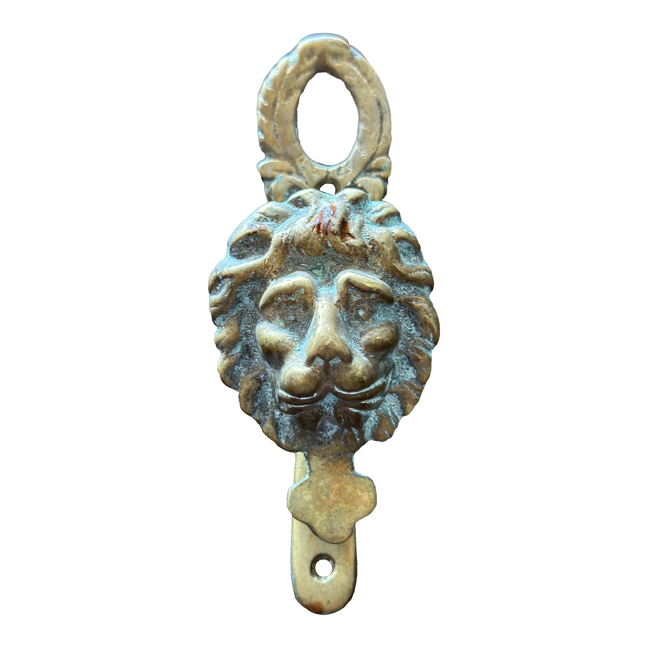 Large Vintage Antique Solid Brass Ornate Lions Head Door Knocker