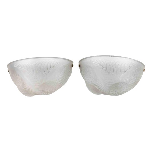 Frosted Glass Dahlia Sconces by René Lalique, 1921, Set of 2 For Sale