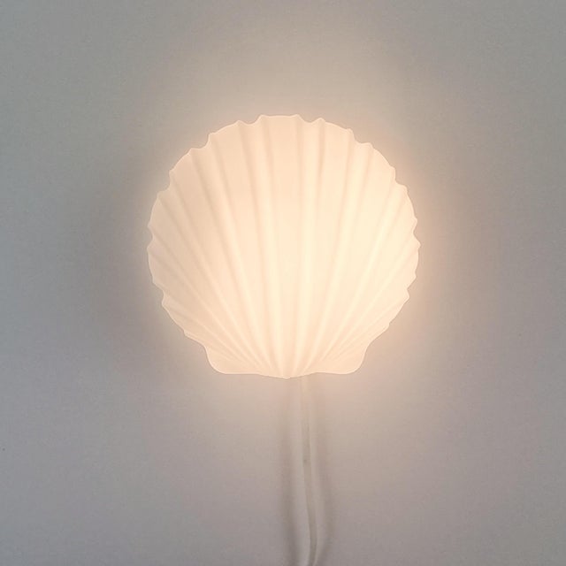 Vintage Shell Shaped Opaline Glass Sconces, Limburg, 1970s For Sale - Image 4 of 12