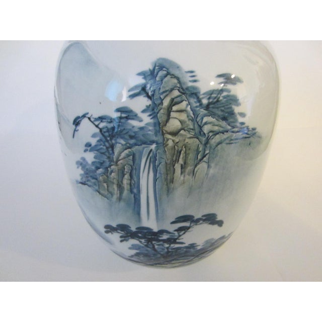 Monumental Chinoiserie Botanical Japanese Scenic Baluster Vase With Calligraphy Signature For Sale In Los Angeles - Image 6 of 16