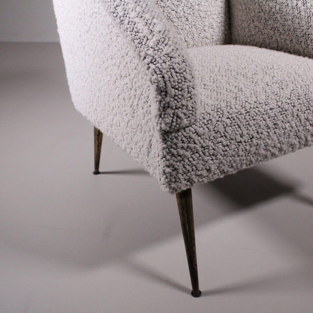 Modern Italian Armchair in Boucle For Sale - Image 3 of 6