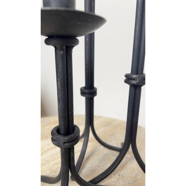 1970s Brutalist Wrought Iron Candlesticks, Set of 3 For Sale - Image 4 of 7