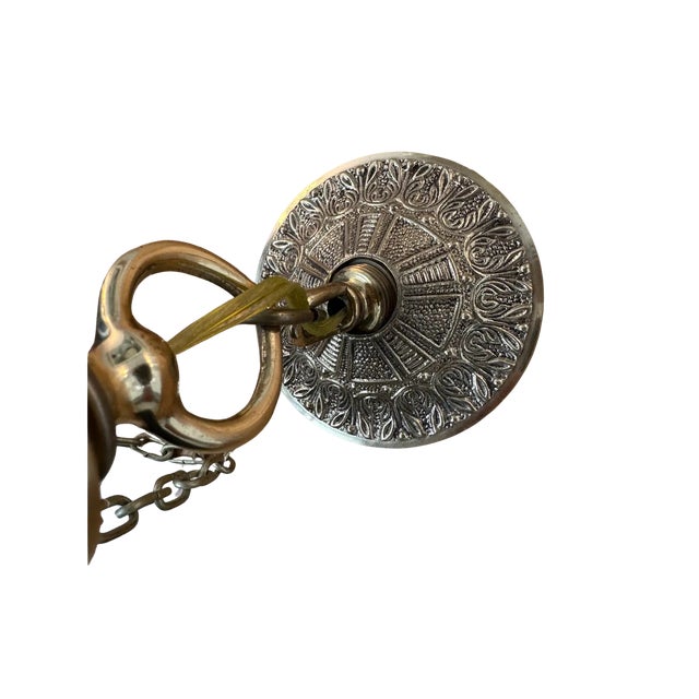 Vintage Brass and etched Glass Lantern. Circa 1940s.