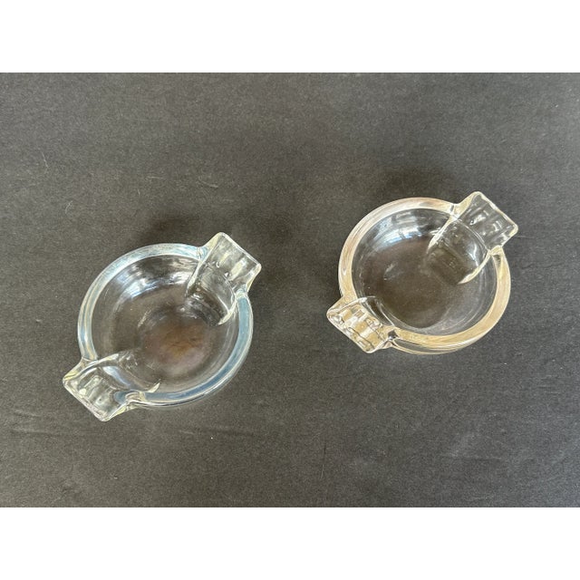 Transparent Art Deco Glass Ashtrays Set of 2 For Sale - Image 8 of 11