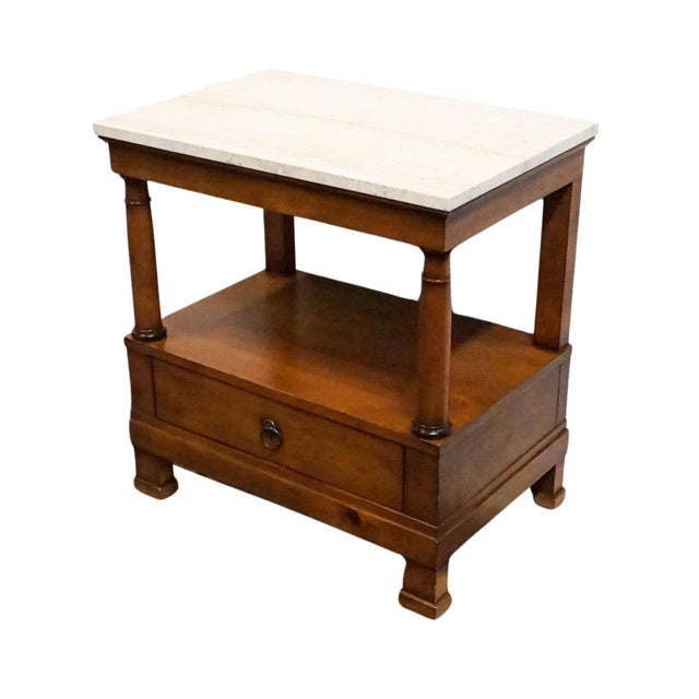 BAKER / MILLING ROAD Solid Cherry Early American Contemporary 27" Accent End Table w. White Granite Top 13-676-8 28" High...
