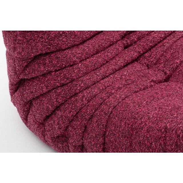Togo Three-Seater Sofa in Burgundy Bouclet by Michel Ducaroy for Ligne Roset For Sale - Image 11 of 18