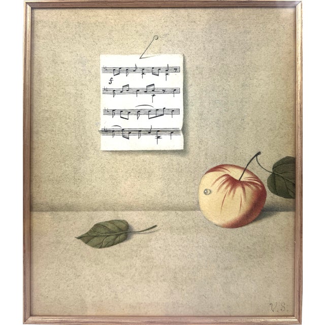 Viktor Saprykin (Contemporary). A very well-done modernist still life tromp l'oeil type of painting. The work is w/c &...