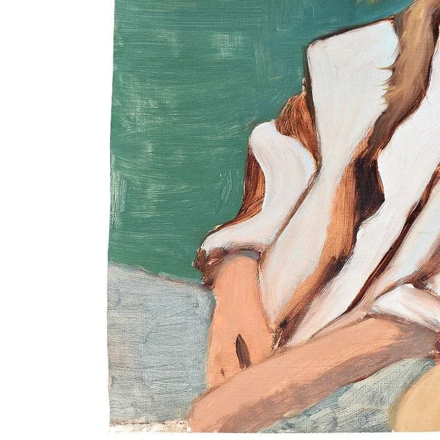 A portrait painting of a woman on green. This wonderful painting is large and in charge. At 23” tall, it is is painting on...