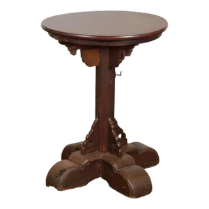 Antique Small Pedestal End Table with Round Top