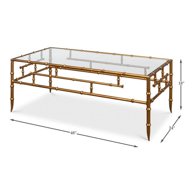 Faux Bamboo Metal Coffee Table by Sarreid LTD For Sale - Image 11 of 11