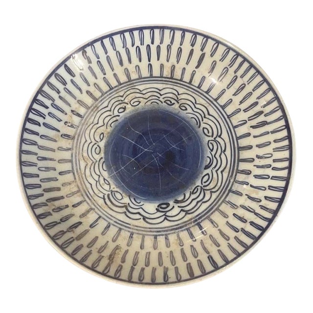 Antique 20th Century Qing Dynasty Blue & White Plate (9..5" Dia.) For Sale