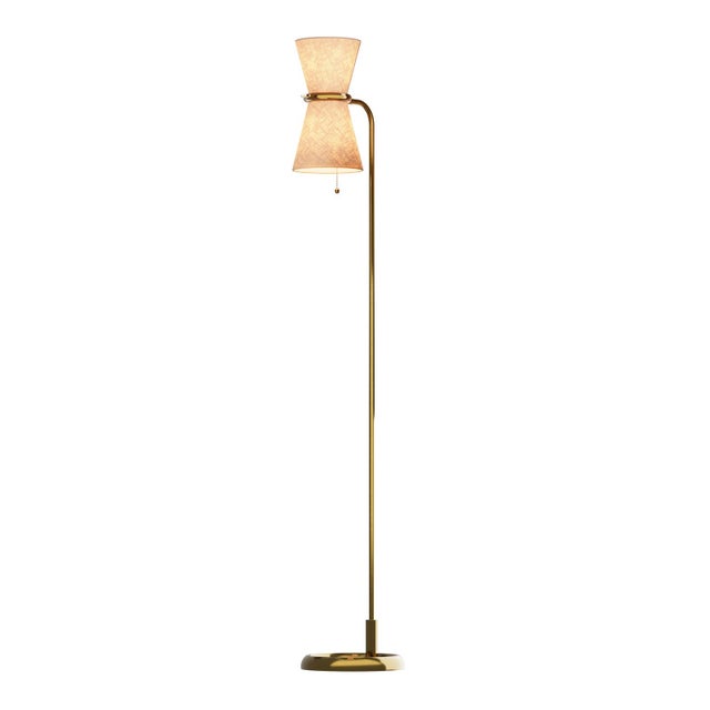 2020s Regina Andrew Gable Floor Lamp, Antique Natural Brass with Oyster Shade For Sale - Image 5 of 9