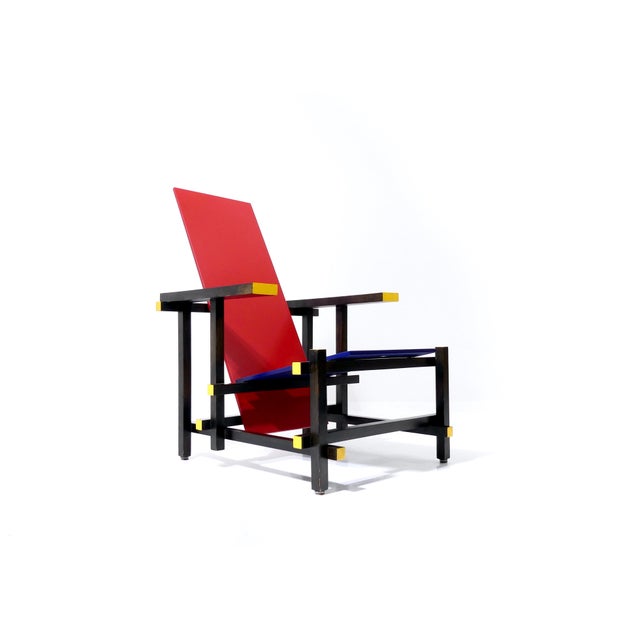 Black Vintage Red and Blue Chair by Gerrit Thomas Rietveld for Cassina, 1970s For Sale - Image 8 of 18