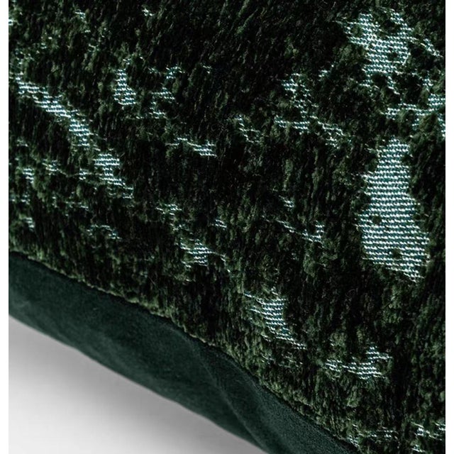 Sage Green Distressed Velvet Pillow – Timeless Texture For Sale - Image 4 of 8