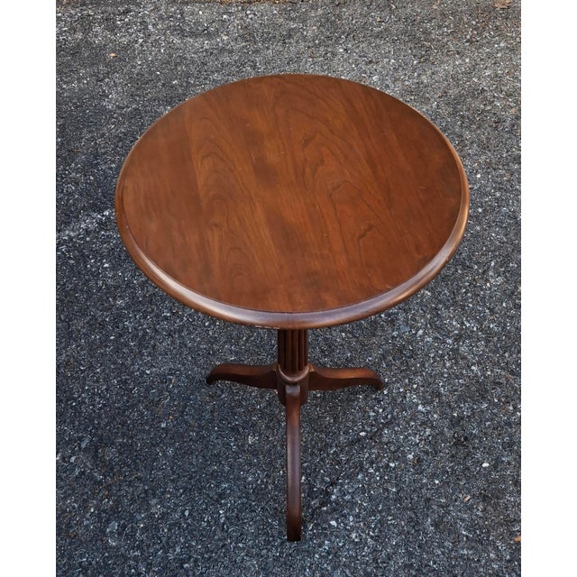 Late 20th Century Ethan Allen Stained Solid Cherry Tripod Pedestal Side Table Candle Stand For Sale - Image 5 of 7