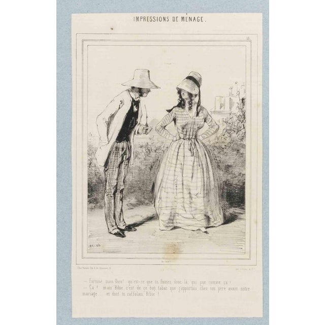 Paul Gavarni, Impressions of Ménage, Plate 15, Mid-19th Century, Lithograph For Sale - Image 3 of 3