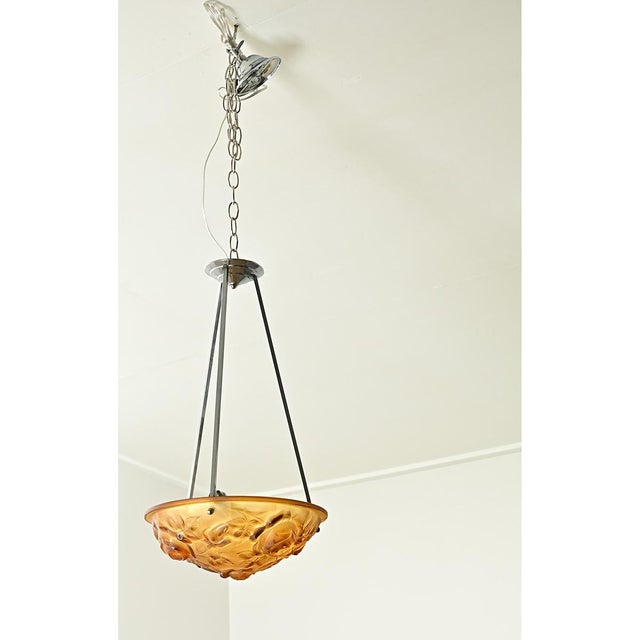 Amber French Art Deco Amber Glass Ceiling Fixture For Sale - Image 8 of 12