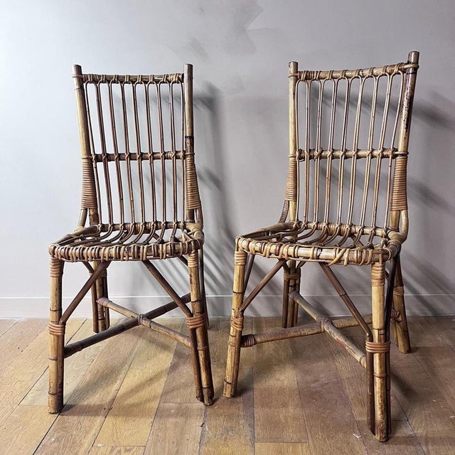 Vintage Italian Bamboo Chairs from Gino & Giada, Set of 2 For Sale - Image 3 of 11