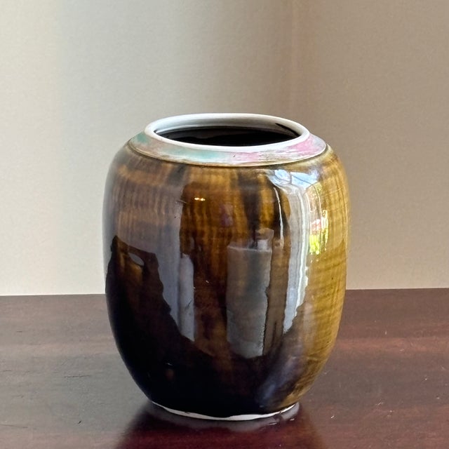 Contemporary 20th Century Studio Pottery Vase W/ Leaf Motif For Sale - Image 3 of 12