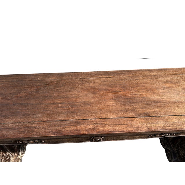 Vintage Oriental Natural Brown Ru Yi Relief Carving Altar Console Table For Sale In San Francisco - Image 6 of 12