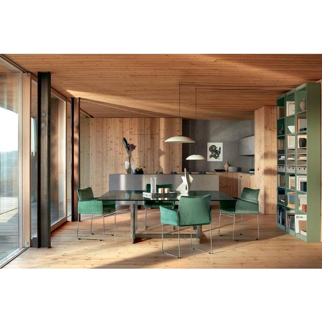 Not Yet Made - Made To Order Glass Sarpi Dining Table with Brushed Metal Base from Carlo Scarpa, Italy For Sale - Image 5 of 6