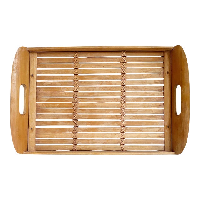 Bamboo Serving Tray With Handles For Sale