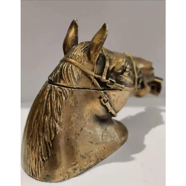 Mid-Century Modern 1960s Ted Arnold Ltd. Brass Tone Metal Horse Head Tape Dispenser For Sale - Image 3 of 10