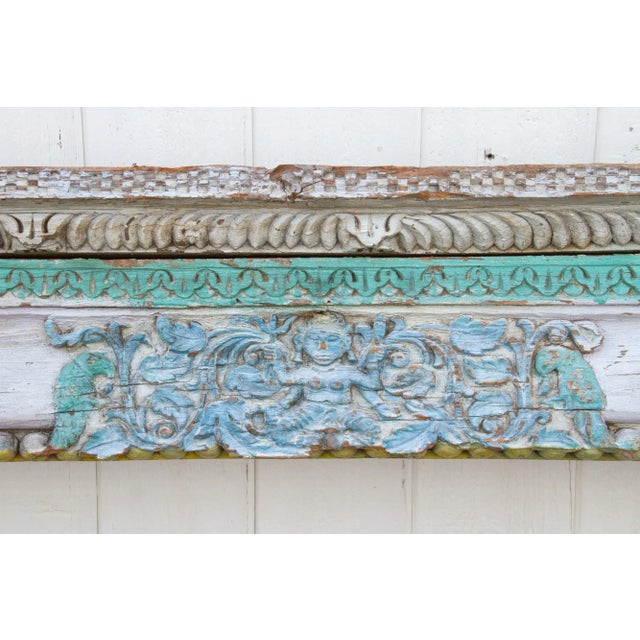 Wood Antique Painted Tamul Nadu Architectural Beam For Sale - Image 7 of 12