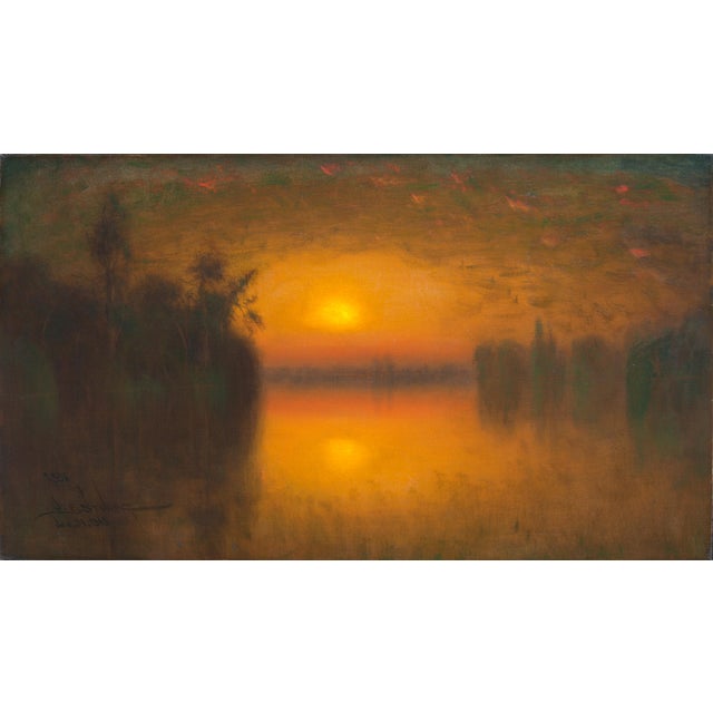 Wood 'The Sacramento River, Rio Vista, 1919' by James Everett Stuart, California, Bohemian Club, White House, San Francisco School of Design For Sale - Image 7 of 12