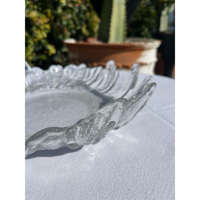 Vintage Scandinavian Iced Glass Textured Platter For Sale - Image 14 of 18