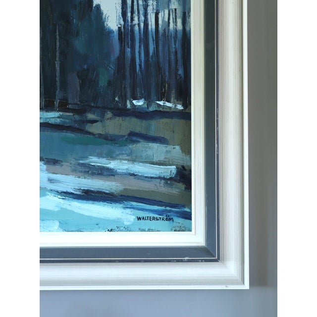 Mid-Century Modern 'Twilight Path' Vintage Swedish Expressive Landscape Oil Painting, Framed For Sale - Image 9 of 15