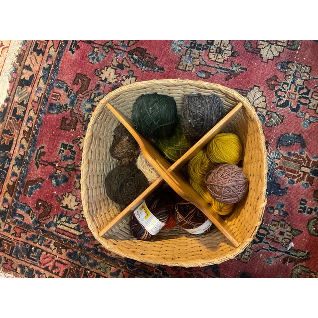 Wood Handwoven Wooden and Reed Divided Basket For Sale - Image 7 of 8