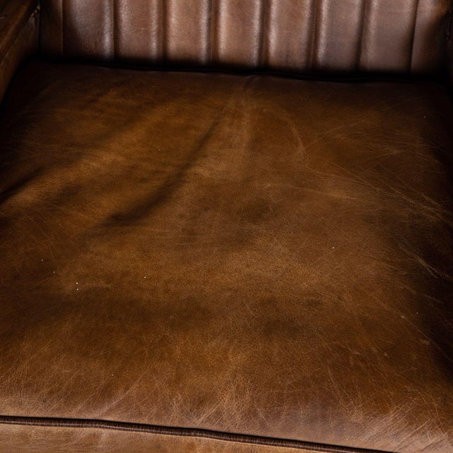 1920s Art Deco Leather Tub Chairs & Sofa, 1920s, Set of 3 For Sale - Image 5 of 18