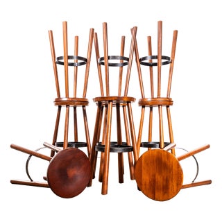 Top Metal Ring Dark Bar Stool, 1960s For Sale