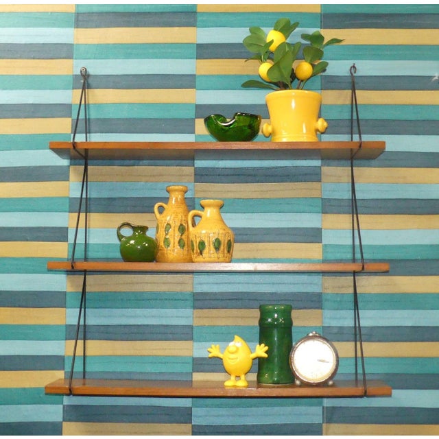 Small Vintage String Shelf in Walnut, 1960s For Sale - Image 13 of 13