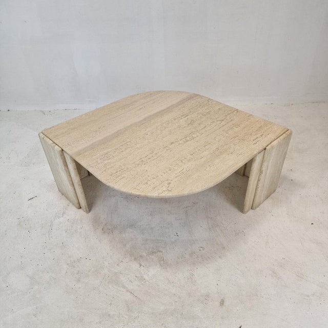 Italian Travertine Coffee Table, 1989 For Sale - Image 10 of 18