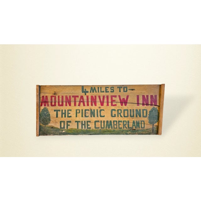 A wonderful folk art tavern sign. Painted on a single wooden plank with breadboard ends. Likely from the Cumberland Valley...