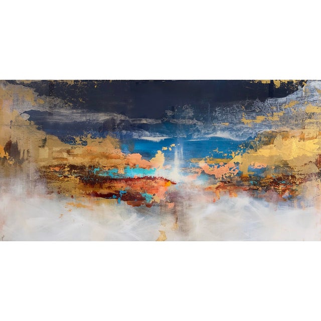 Twilight by Brian O'Neill | Acrylic with resin copper and 24 K gold leaf on panel Abstract landscape. For Sale