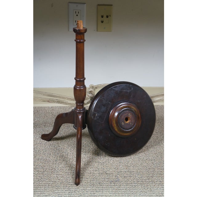 Antique English Mahogany Tripod Pedestal Plant Sculpture Candle Stand 20" For Sale - Image 16 of 17