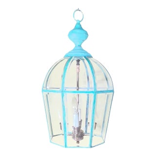 Vintage Hexagonal Solid Brass Hanging Lantern / Dome Pendant Light For Sale