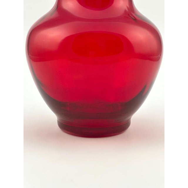 Mid-Century Modern Red Glass Vase in Wave Pattern from Whitefriars, 1950s For Sale - Image 4 of 10