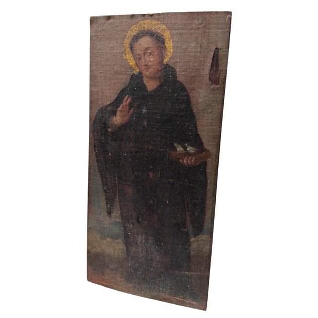 Religious Antique 18th C Religious Oil Painting of Is Saint Francis of Assisi For Sale - Image 3 of 4
