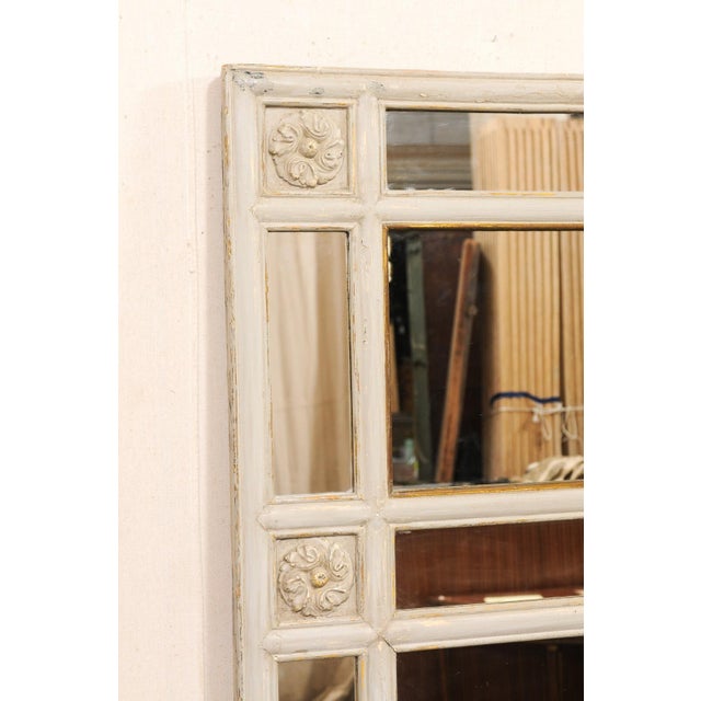 19th Century Antique French Glass Panel & Floral Mirror For Sale - Image 12 of 12