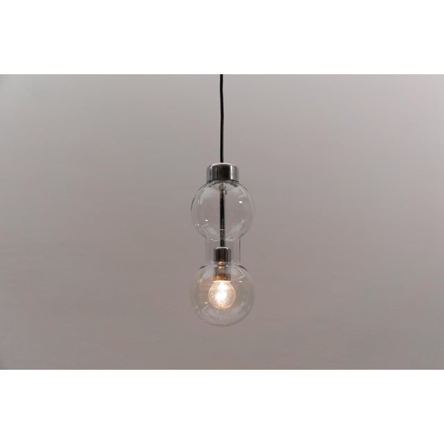 Metal Vintage German Space Age Glass Pendant Lamp, 1960s For Sale - Image 7 of 8
