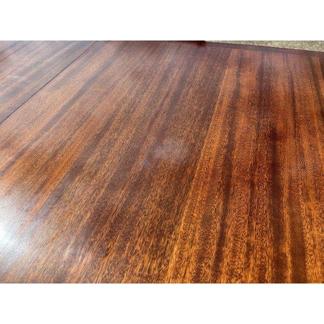 Wood Mahogany Extending Dining Table and Chairs with Brass Castors, Set of 7 For Sale - Image 7 of 16