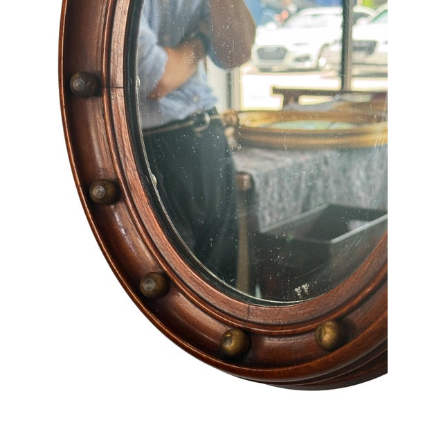 Late 19th Century Small English Oval Wood Mirror in the Regency Style (H 13 1/4 X W 11 1/8) For Sale - Image 5 of 6