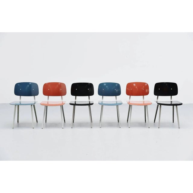 Nice set of six Revolt chairs designed by Friso Kramer for Ahrend de Cirkel, Holland 1953. Though the Revolt chair was...