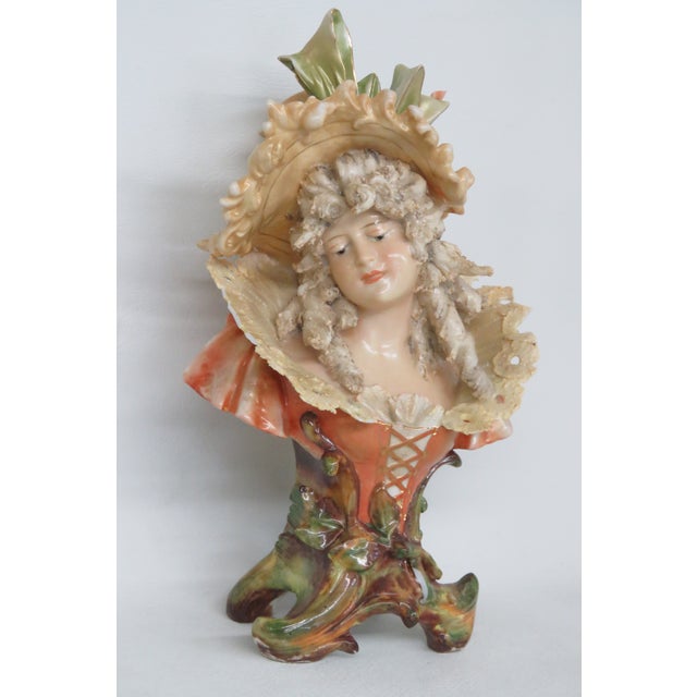 Victorian Late 1800s Lady Female Bust Porcelain Figurine 4617b For Sale - Image 4 of 16